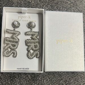 Piper Silver 'Mrs' Hand Beaded Earrings